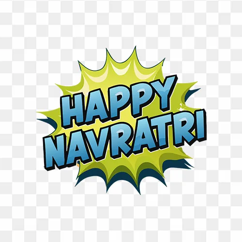 Designer Happy Navratri PNG with festive Hindi calligraphy and transparent background