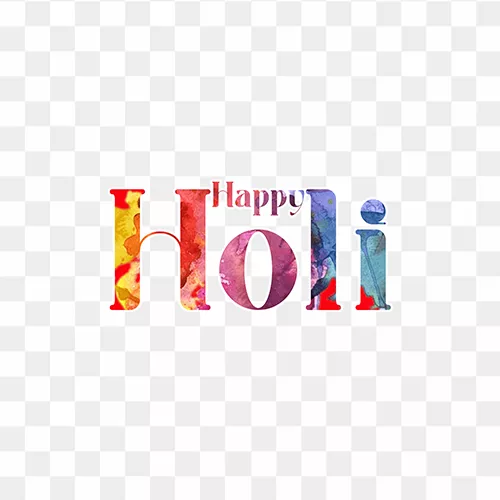 Festive Happy Holi text PNG with color splash effect