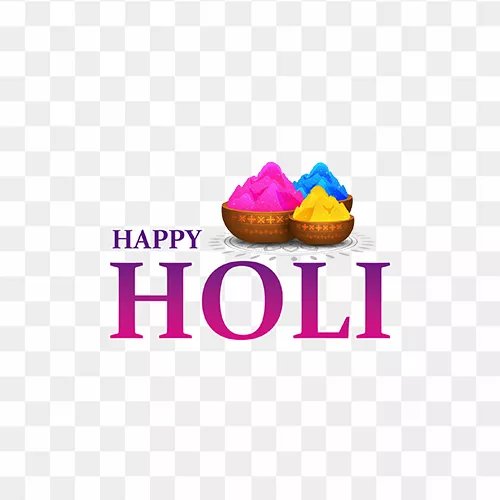 Happy Holi with colours full of bowl PNG with vibrant Holi powders