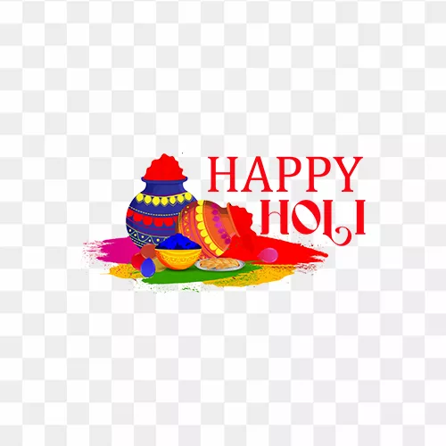 Happy Holi with colours text PNG featuring vibrant festive typography