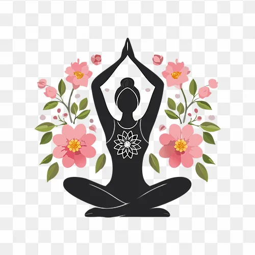 Yoga Posture with flower design free Transparent PNG Images