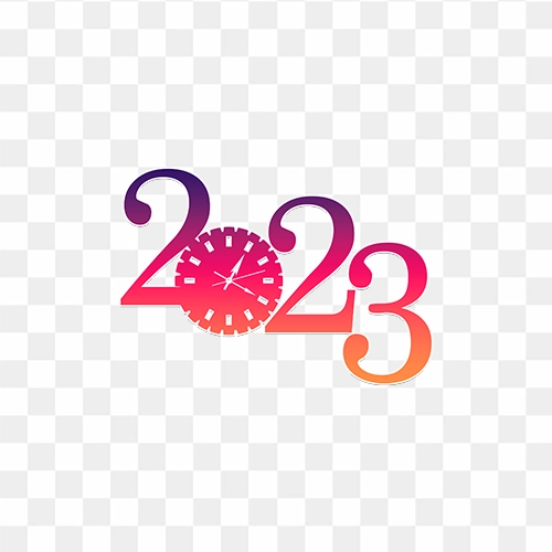 Happy new year 2023 gradient effect on a transparent background PNG image  with high resolution on Pngguru