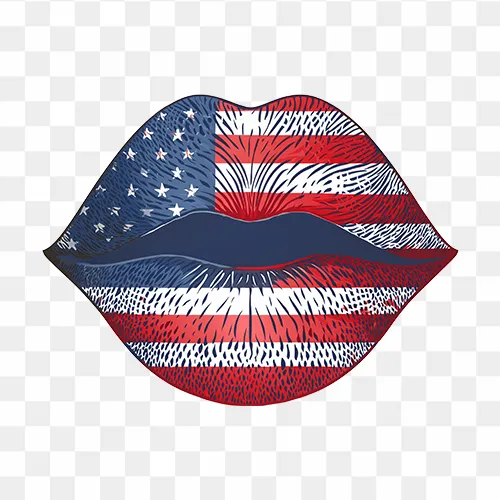 American Patriotic Lips 4th of July Design USA free transparent png