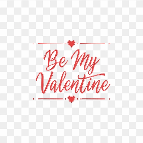 Be My Valentine Text Design Free PNG with transparent background