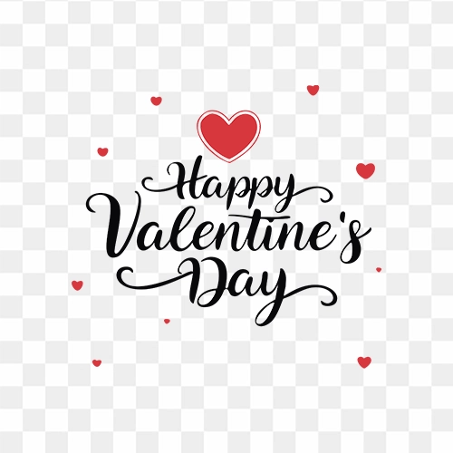 Beautiful Happy valentines day HD png text with red heart shape