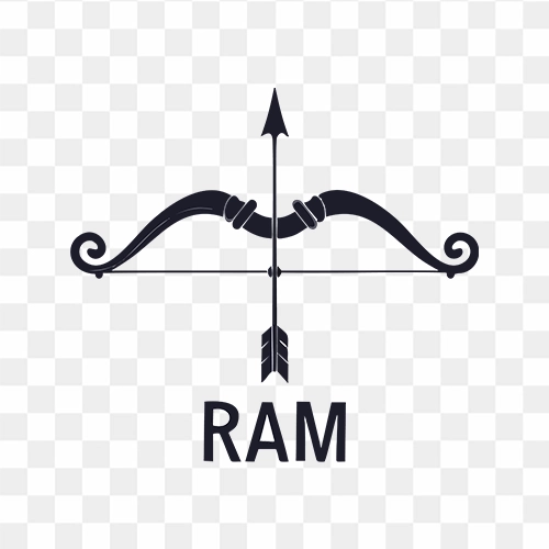 Bow and arrow with Ram text PNG Image