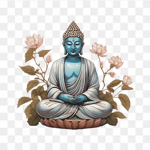 Buddha Meditation Pose with Beautiful Flower Clipart png download free