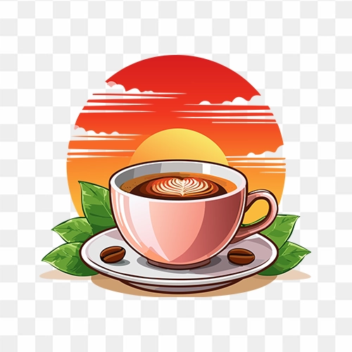 Coffee with beautiful sunset png clipart