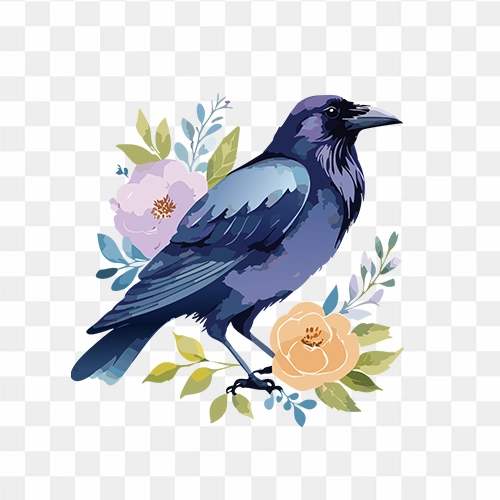 Crow Watercolor Free Stock PNG Image