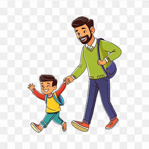 Dad with Son Walking Together download free transparent png