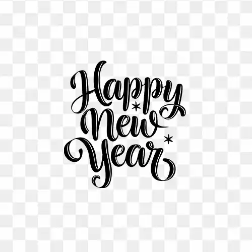 Download happy new year hand drawn design PNG image