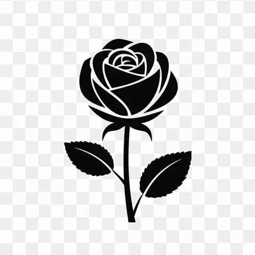 Elegant Black Silhouette Of A Rose PNG Images