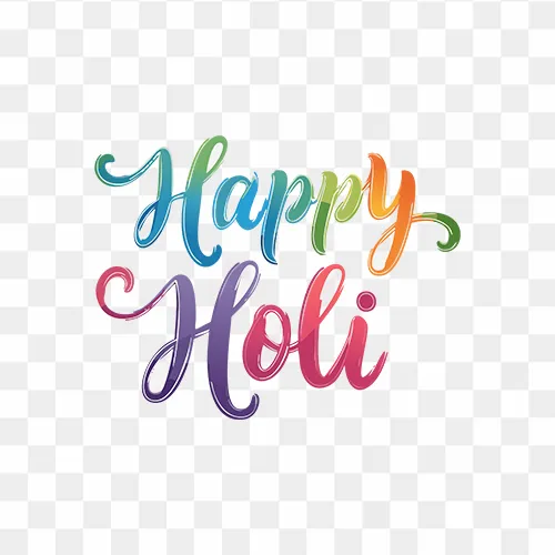 Happy holi lettering message concept png image