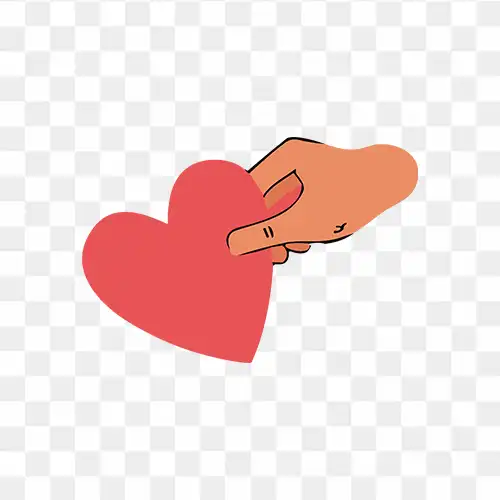 Hand giving love heart clipart png