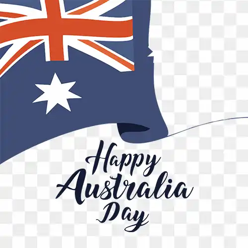 Happy Australia Day with flag Free PNG Stock Image