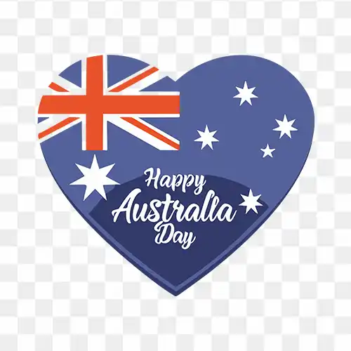 Happy Australia Day with Heart Shape Flag Free stock png