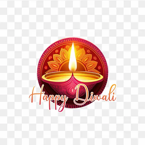 Happy Diwali PNG transparent image with diya