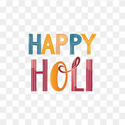 Happy Holi Typography Design PNG Image