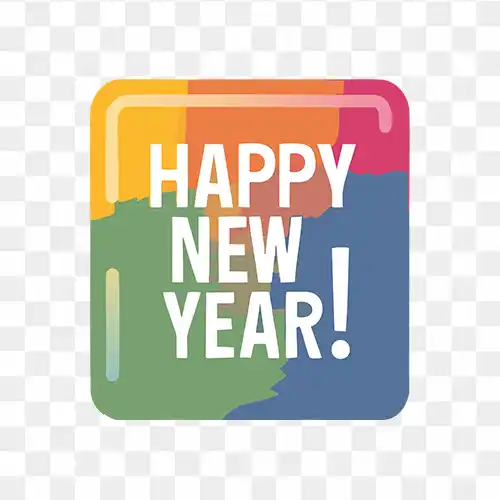 Happy New Year Text Design Free HD PNG Image