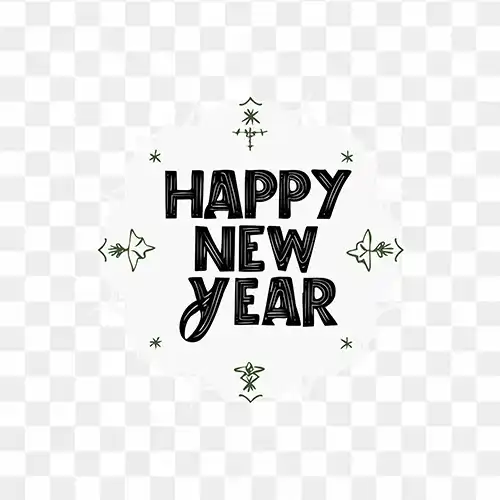 Happy New Year Typography free HD text png download