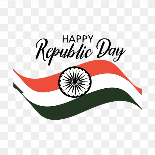 Happy Republic Day beautiful text with indian flag png transparent image