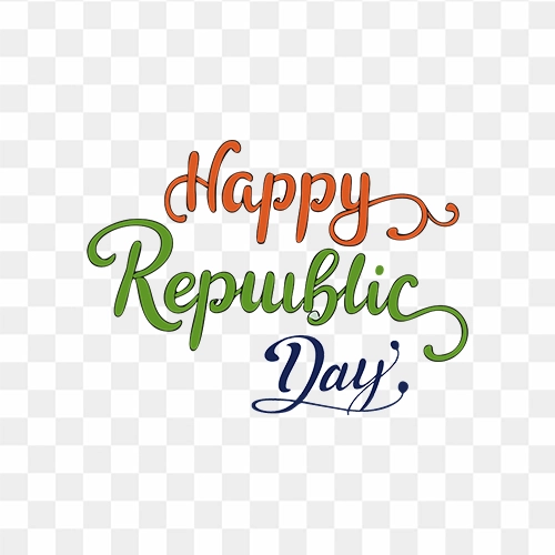 Happy republic Day text in indian flag color free stock png image