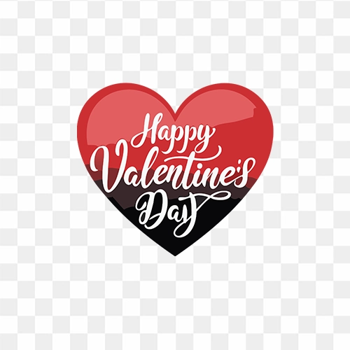 Happy valentine day Free PNG with Black and Red Gradient Heart Shape