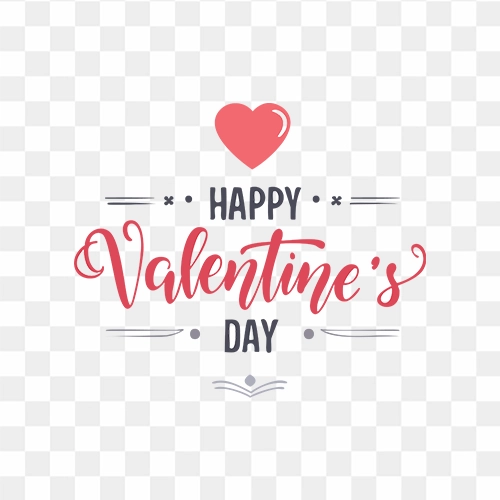 Happy Valentines Day Beautiful PNG Text with Small Heart Shape