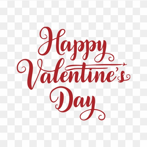 Happy Valentines Day RED Cursive HD PNG Text