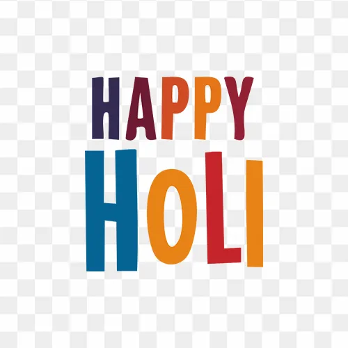 Illustration of Happy Holi in colorful text Free PNG