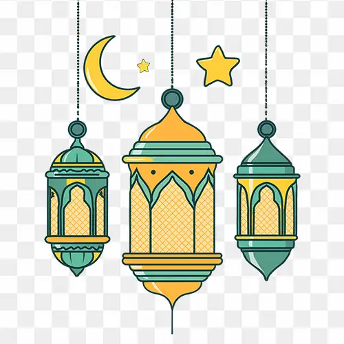 Download Islamic Lantern with Star and Moon png free