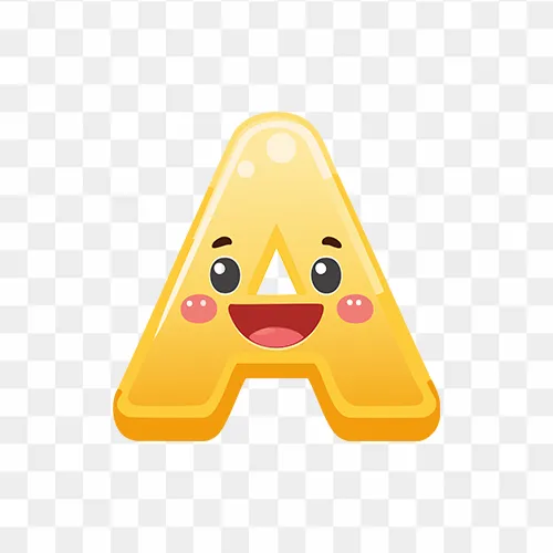 kids A smile letter logo icon transparent PNG