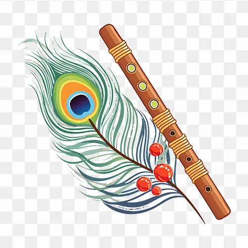 Download free Krishna Flute with Peacock Feather png