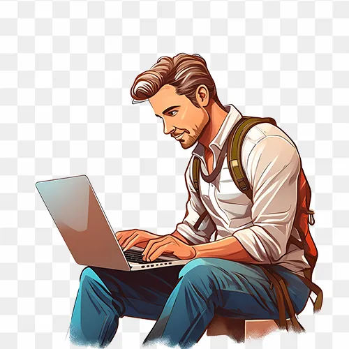 Man using Laptop free transparent png download