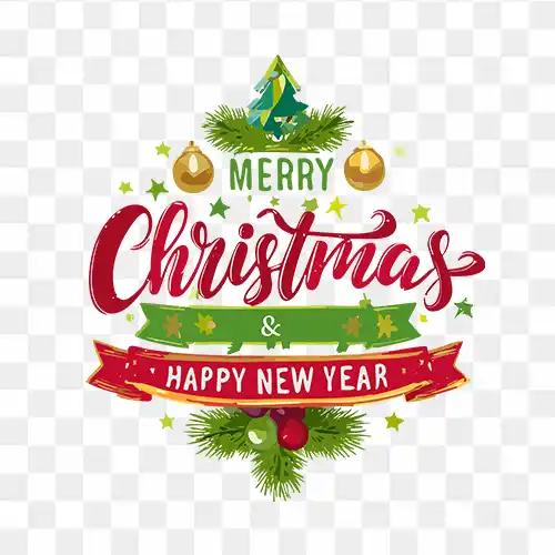 Merry Christmas and Happy New Year  Design Transparent Background PNG Image