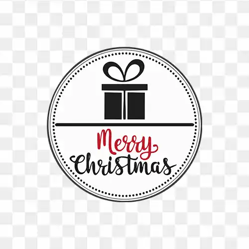 Merry Christmas beautiful text in white circle PNG Image along with gift icon