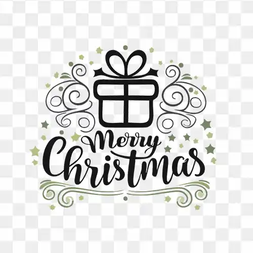 Merry Christmas text with gift icon free transparent png