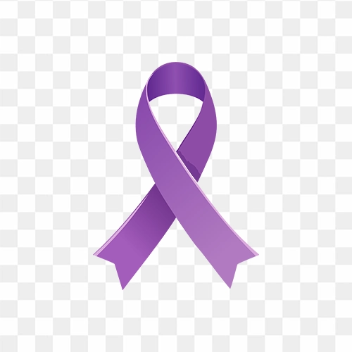 Purple world cancer day ribbon Free stock png