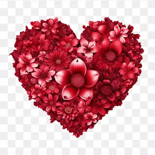 Red flower heart image valentines day free png