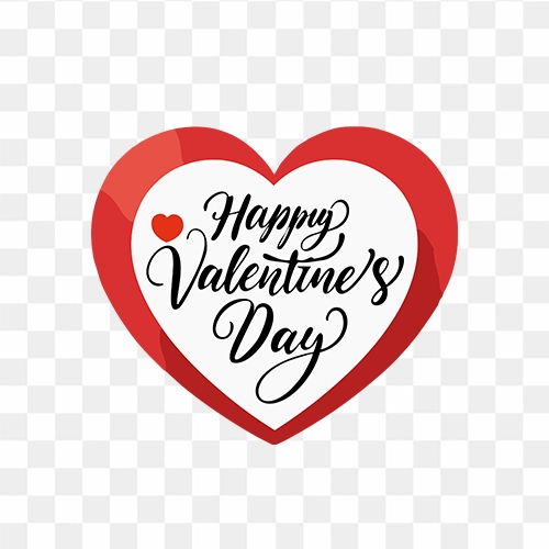 Red Heart with Happy valentines day HD stock png text