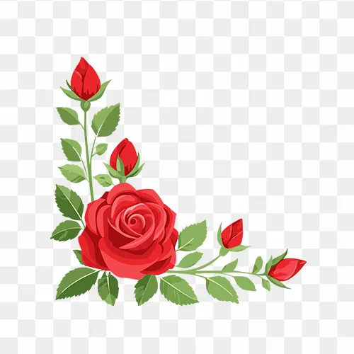 RED Rose Corner Design PNG