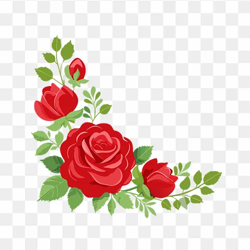 RED Rose Corner Design Royalty Free PNG