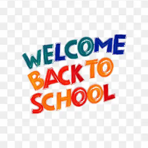 Welcome Back to School Free Colourful PNG Text