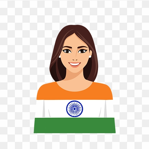 Young Indian Women in Indian flag getup free stock transparent png image