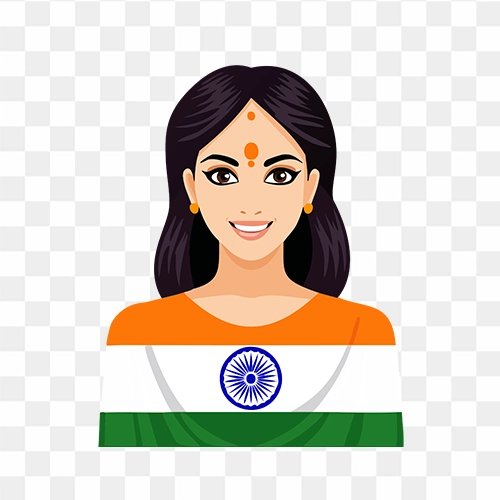 Young Indian Women in Indian flag getup free transparent png image